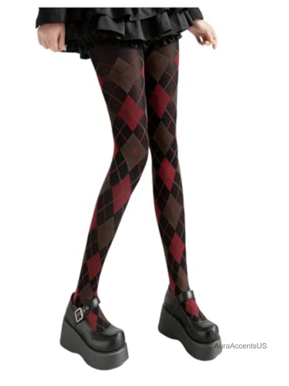 Preppy Argyle Plaid Sheer Mesh Tights, Stretchy Pantyhose, Sheer Stockings